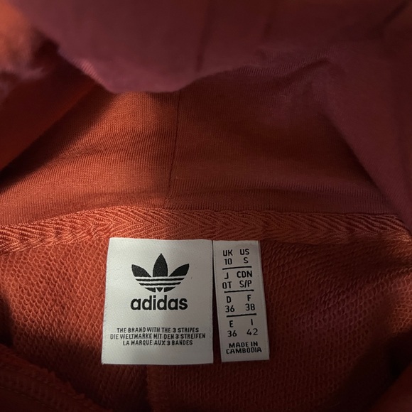 adidas Originals Red Cropped Hoodie Women's Size S - Picture 7 of 12